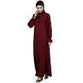 Front open classic frill abaya- Maroon
